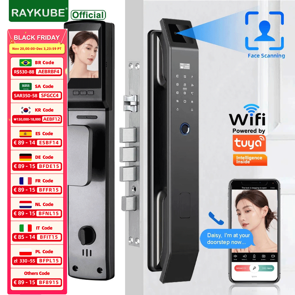 Smart Home Door Lock - RAYKUBE DF14 Tuya WiFi 3D Riconoscimento
